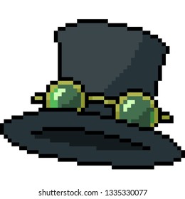 vector pixel art fashion hat isolated cartoon