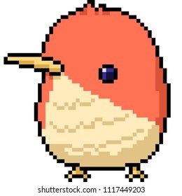 vector pixel art fat bird isolated cartoon