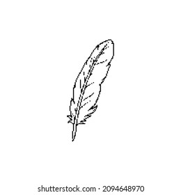 vector pixel art feather colorful isolated cartoon