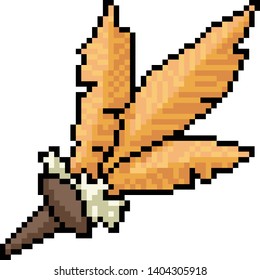 vector pixel art feather fan isolated cartoon