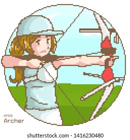 arte de píxeles vectoriales de una arquera