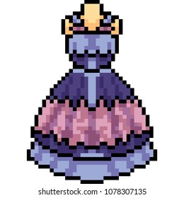 vector pixel art female dress isolated cartoon