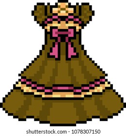 vector pixel art female dress isolated cartoon