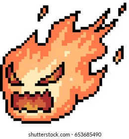 Vector Pixel Art Fire Cartoon