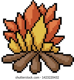 vector pixel art fire paper isolated cartoon