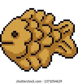 vector pixel art fish cookie isolated cartoon