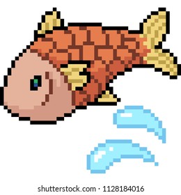 caricatura aislada de peces de píxeles vectoriales