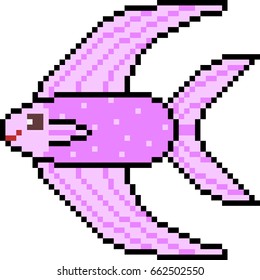 vector pixel art fish isolated