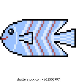 vector pixel art fish isolated