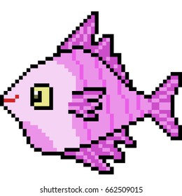 vector pixel art fish isolated