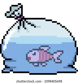 vector pixel art fish pet isolated cartoon