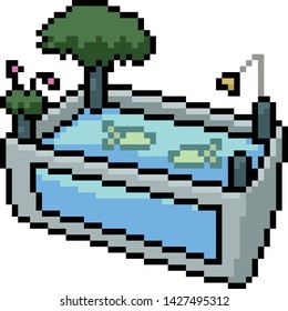 vector pixel art fish pet isolated cartoon