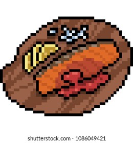 vector pixel art fish steak isolated cartoon