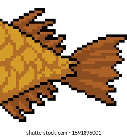 vector pixel art fish tail isolated cartoon