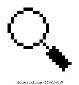 vector pixel art flat icon of search loup symbol isolated