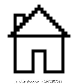 vector pixel art flat icon house building symbol isolated