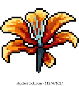 vector pixel art flower isolated cartoon