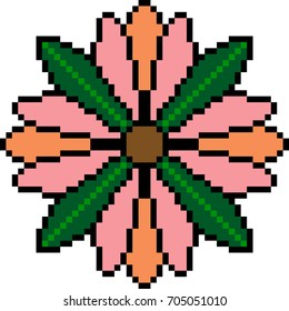 vector pixel art flower isolated