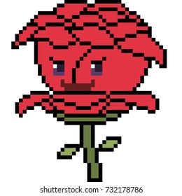 vector pixel art flower isolated