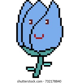 vector pixel art flower isolated