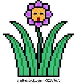 Vector Pixel Art Flower Isolated