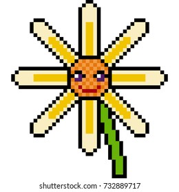 Vector Pixel Art Flower Isolated