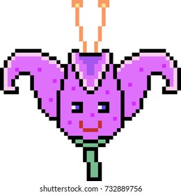 vector pixel art flower isolated