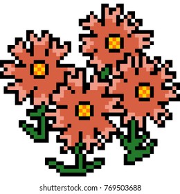 vector pixel art flower isolated