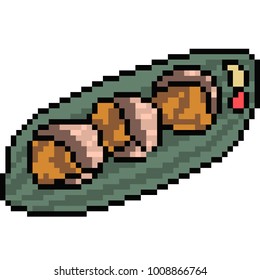 vector pixel art food asian snack isolated