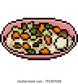 vector pixel art food asian isolated