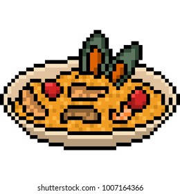 vector pixel art food fried rice isolated