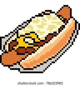 vector pixel art food hot dog isolated