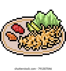vector pixel art food noodle isolated