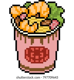 Vector Pixel Art Food Noodle Cup Isolated