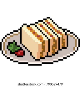 Vector Pixel Art Food Sandwich Isolated