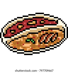vector pixel art food soup set isolated