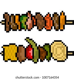 vector pixel art food steak barbecue isolated