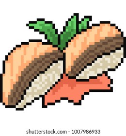 vector pixel art food sushi isolated