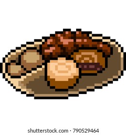 vector pixel art food tray isolated