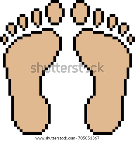 vector pixel art footprint isolated
