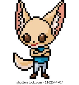vector pixel art fox girl isolated cartoon