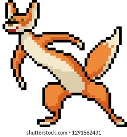 vector pixel art fox isolated cartoon