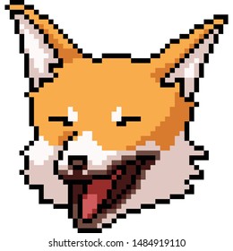 vector pixel art fox laugh isolated cartoon