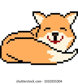 vector pixel art fox sleep isolated