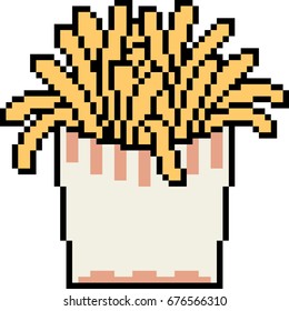 vector pixel art french fry isolated