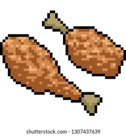 vector pixel art fried chicken isolated cartoon