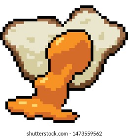 vector pixel art fried egg isolated cartoon