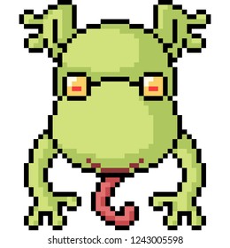 vector pixel art frog isolated cartoon