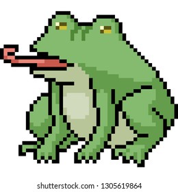 vector pixel art frog isolated cartoon