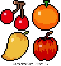 Vector Pixel Art Fruit Isolated